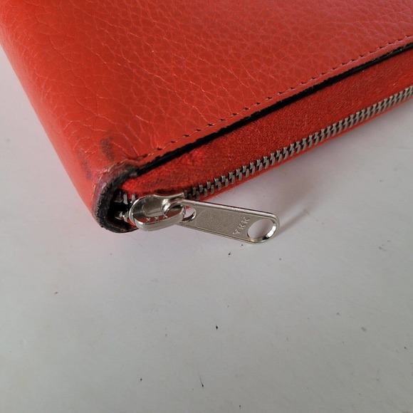 Celine Wallet Leather Solid Red Card Bill Holder Large Zip Around Multifunction - Picture 12 of 12
